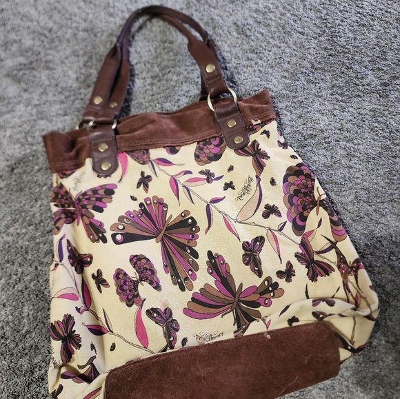 Lucky Brand Handbags - LUCKY BRAND floral Leather Boho Tote Satchel Purse
